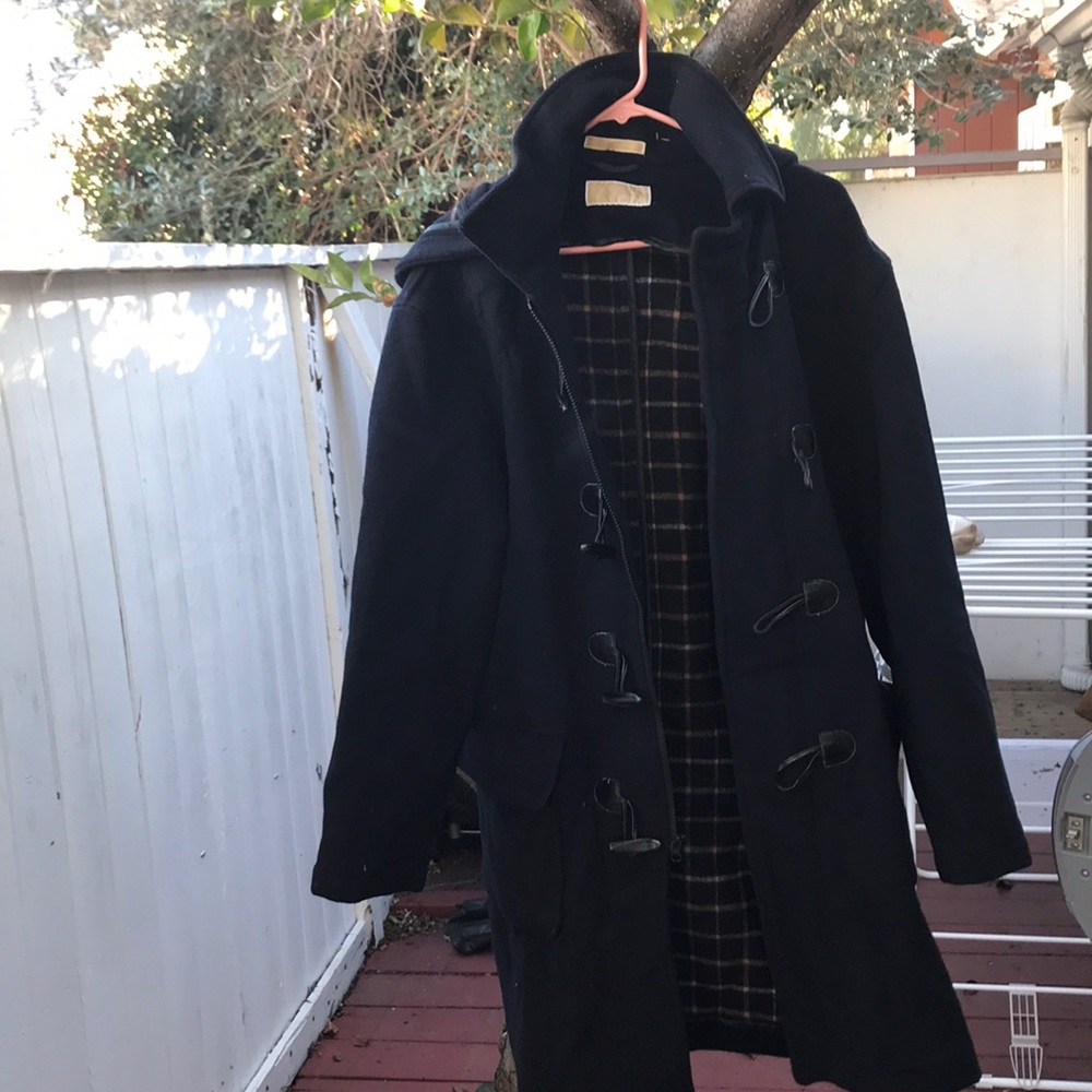 Wool pea coat with hood